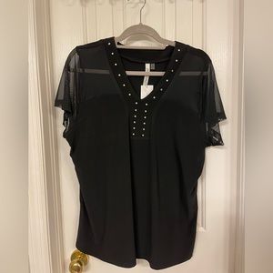 NY COLLECTION black silky top 2X